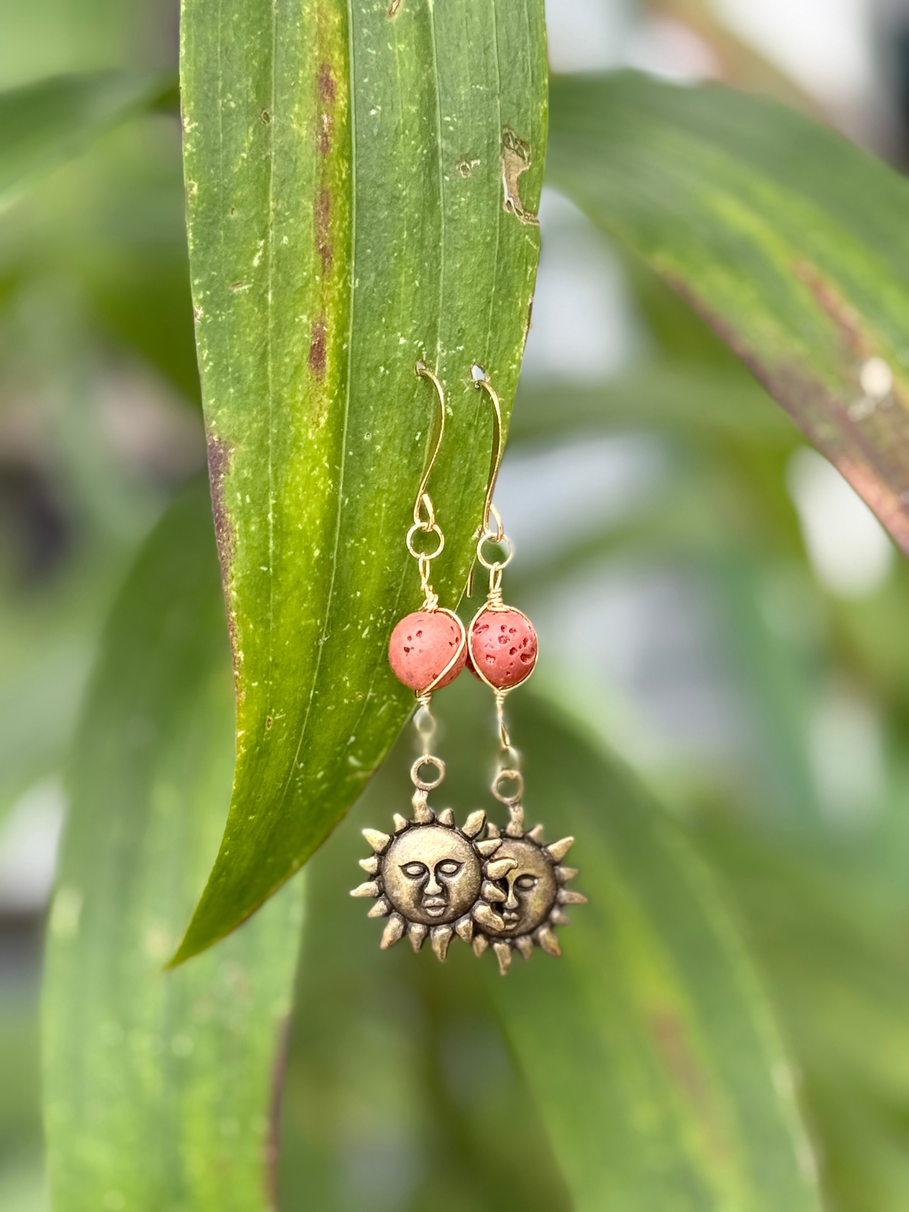Moonblossom Orange Ember Eclipse Earrings